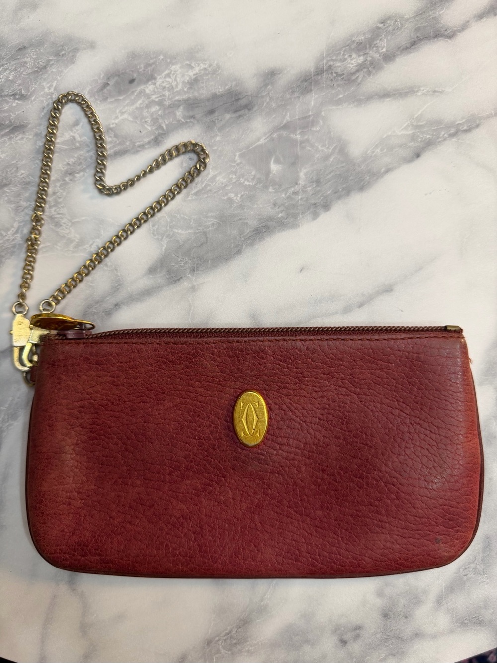 Cartier Bordeaux Leather Wristlet Pouch Wallet